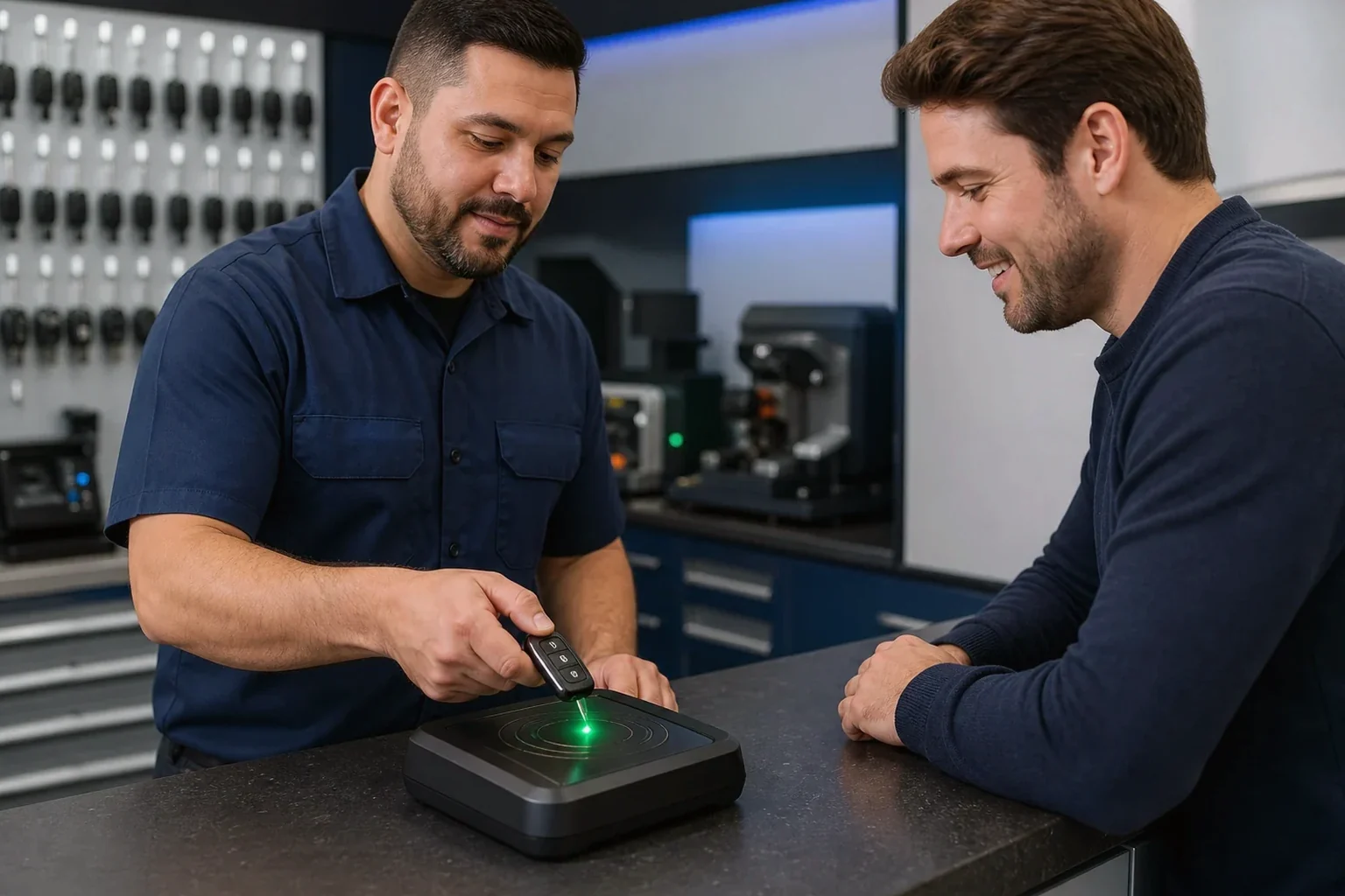 Chaveiro programando um controle remoto em Catanduva.